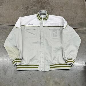 vintage jeep white and grey mechanics bomber jacket size xl